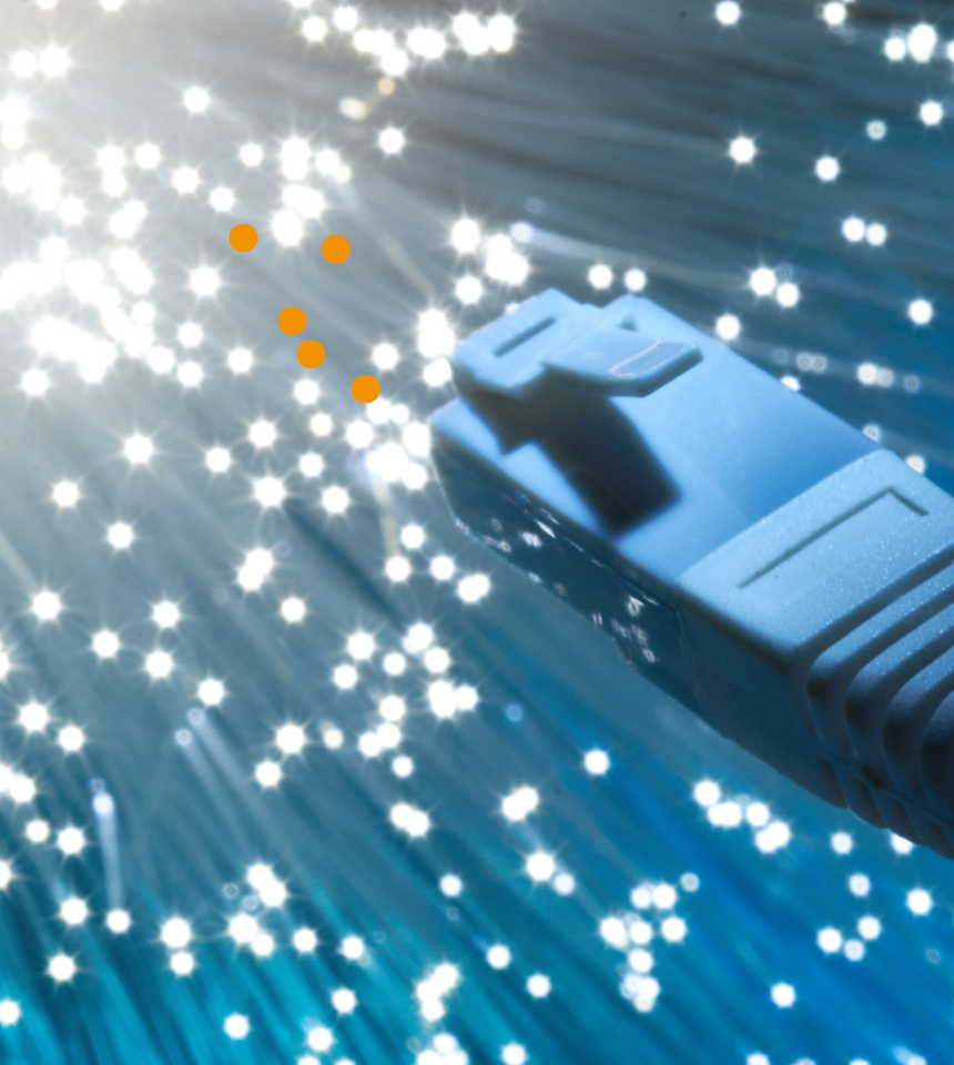 Imagen para servicio GPON. Cable RJ45 con cables de conectividad alumbrados